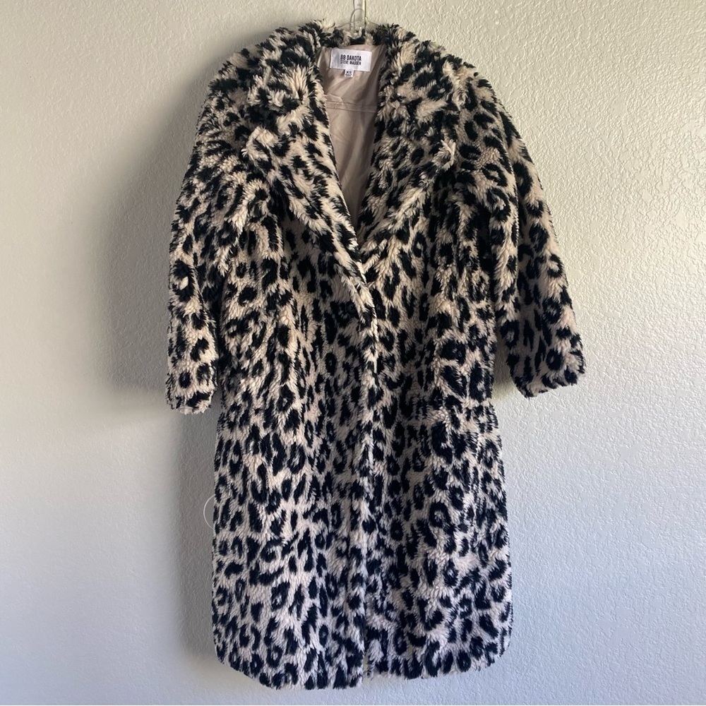 BB Dakota Steve Madden Faux Fur Animal Print Long Coat